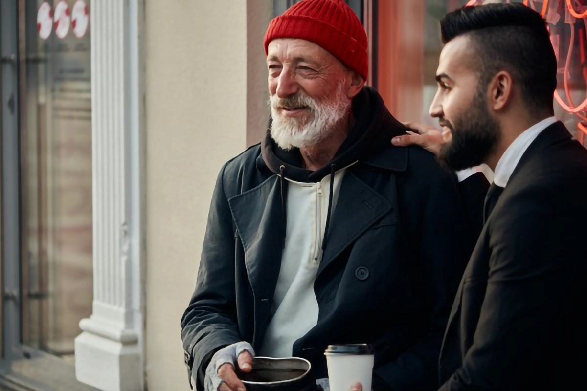 Men chatting